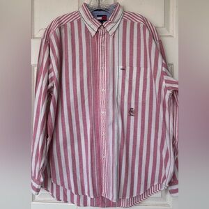 Tommy Hilfiger Men’s Oxford Button Down Shirt‎ Striped Size Large